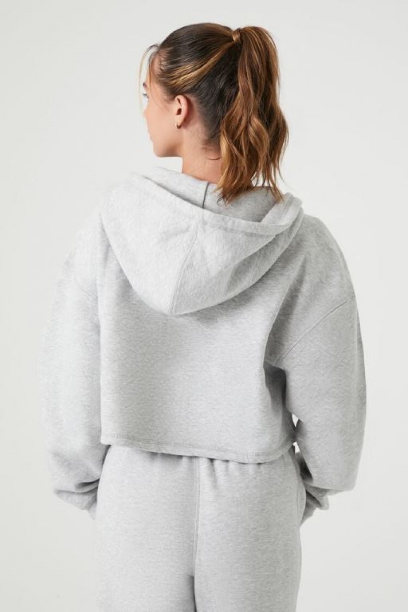 Sudadera con Capucha Forever 21 Active French Terry Zip Up Mujer Gris | RJizdwae7yV