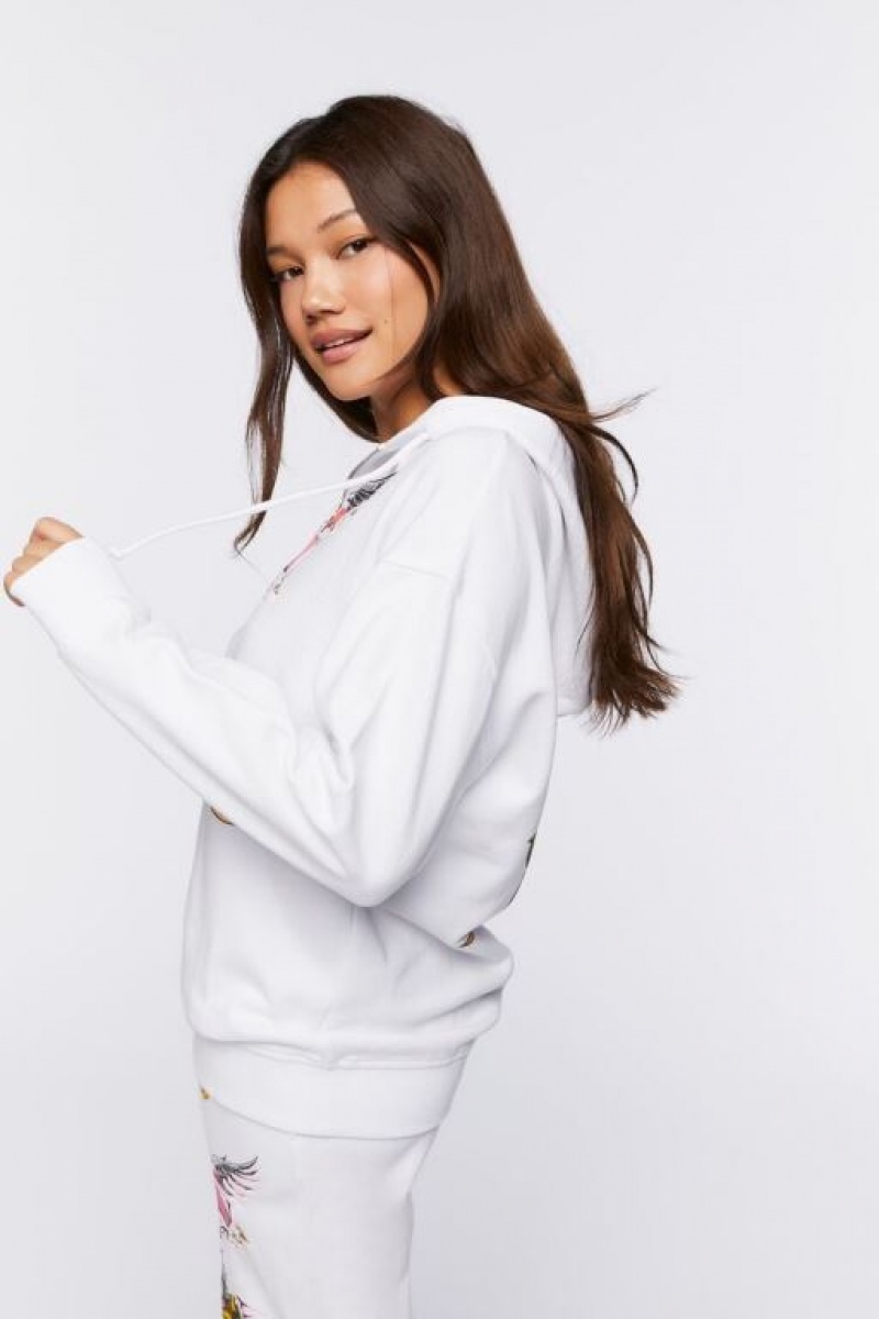 Sudadera con Capucha Forever 21 Angelic Estampadas Zip Up Mujer Blancas Multicolor | YUW0aRnwOuM