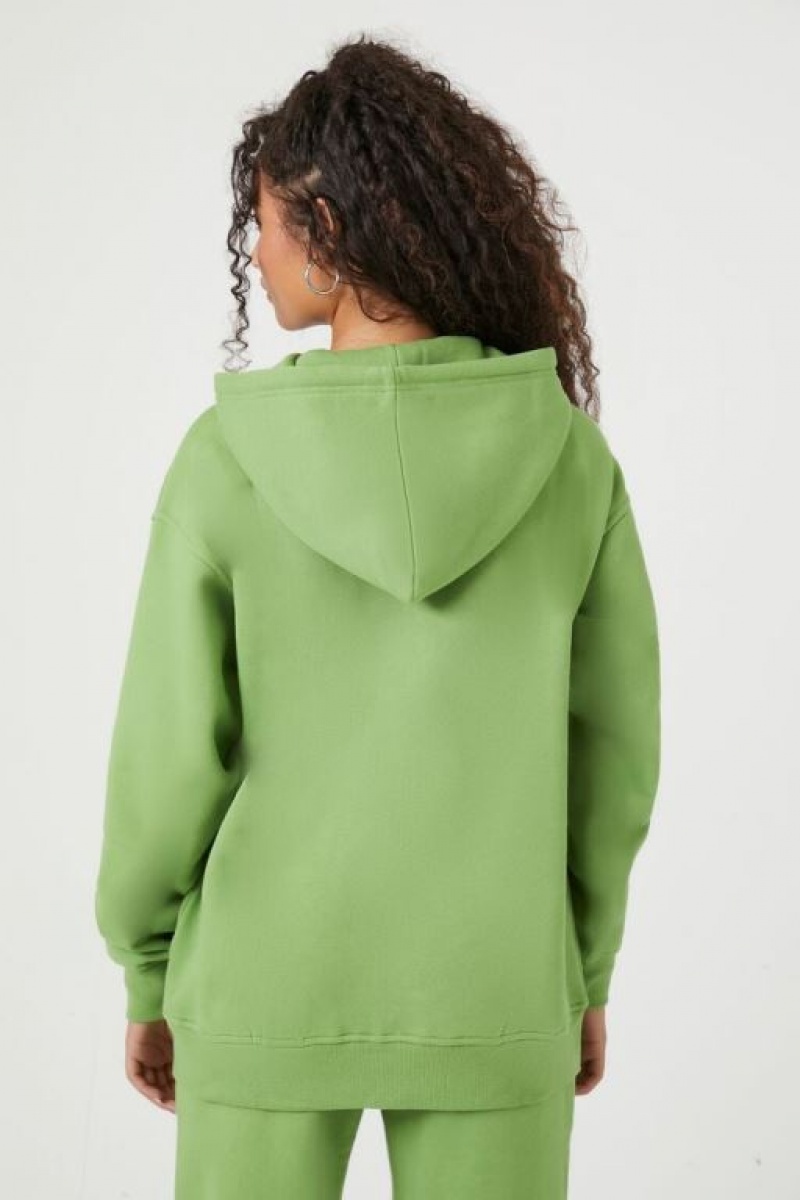 Sudadera con Capucha Forever 21 Austin Estampadas Fleece Zip Up Mujer Verde Multicolor | az5gxmfnw5e