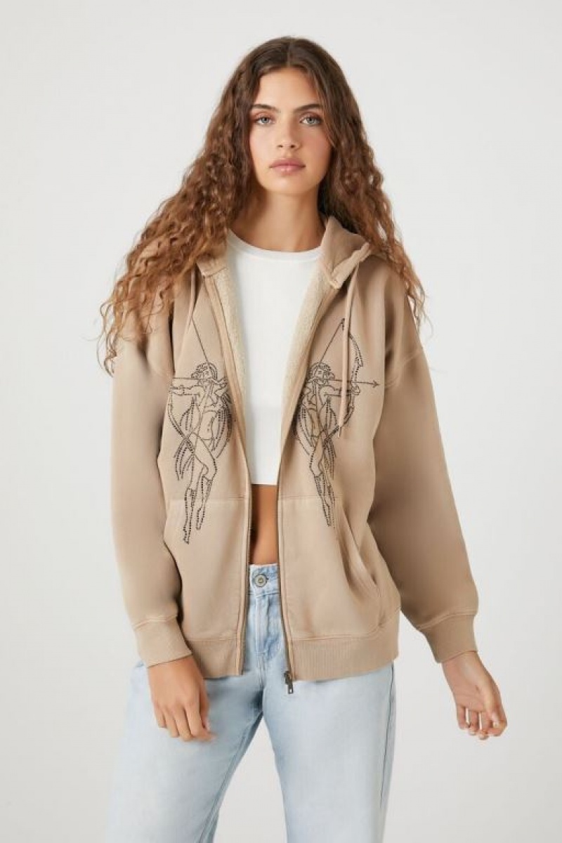 Sudadera con Capucha Forever 21 Bow Amp Arrow Zip Up Mujer Marrones Multicolor | rgtI7y7rmRQ