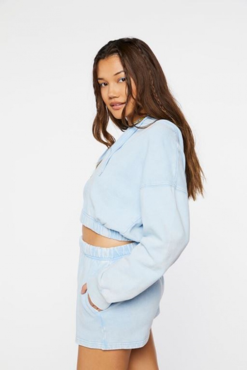 Sudadera con Capucha Forever 21 Cropped Zip Up Mujer Azules | 4nLbKJ2JGlM