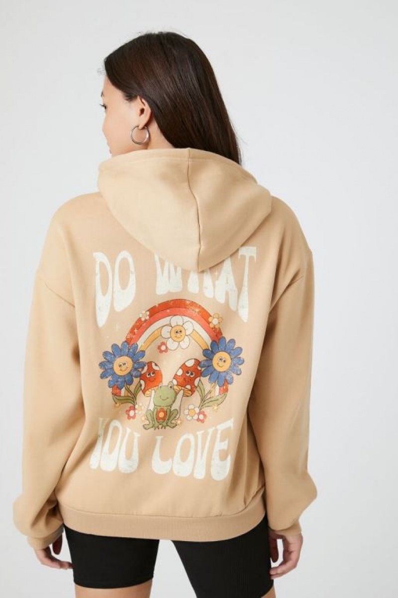 Sudadera con Capucha Forever 21 Do What You Love Estampadas Mujer Marrones Multicolor | mquUv8SIm8b