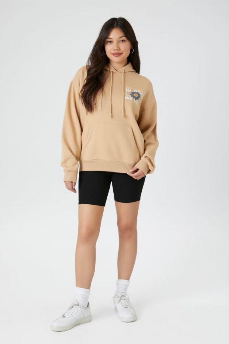 Sudadera con Capucha Forever 21 Do What You Love Estampadas Mujer Marrones Multicolor | mquUv8SIm8b