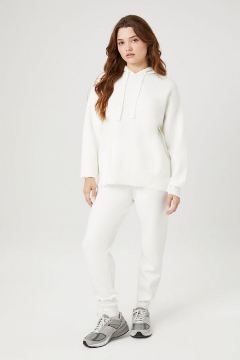 Sudadera con Capucha Forever 21 Drawstring Knit Mujer Creme | zrEVR4DHmgC