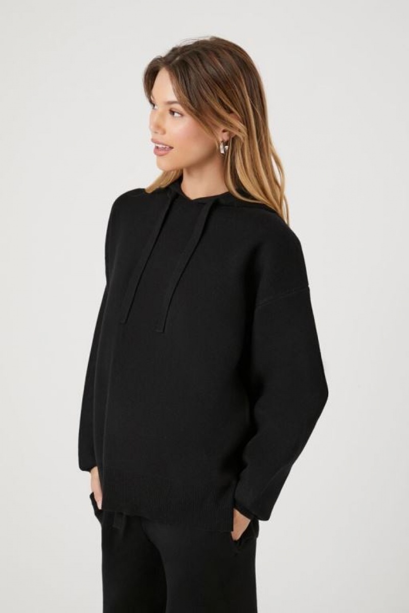 Sudadera con Capucha Forever 21 Drawstring Knit Mujer Negras | bLq5wKYNS2k