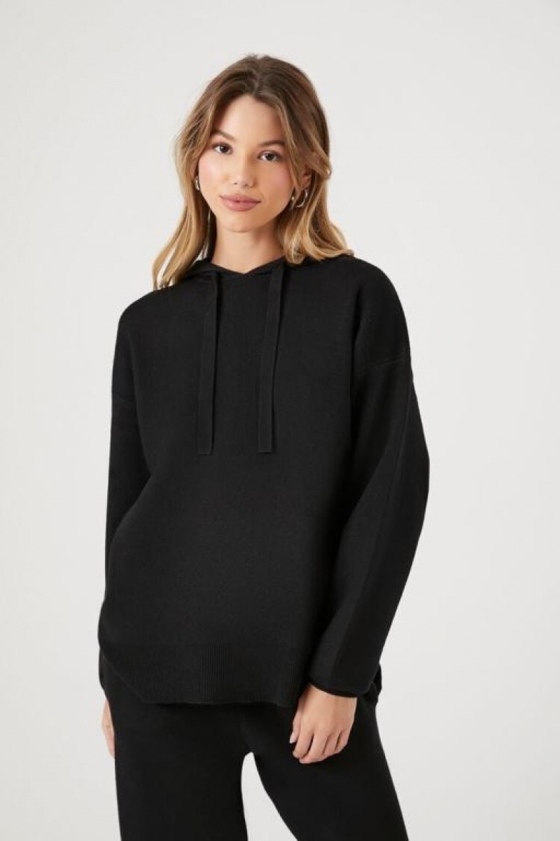 Sudadera con Capucha Forever 21 Drawstring Knit Mujer Negras | bLq5wKYNS2k