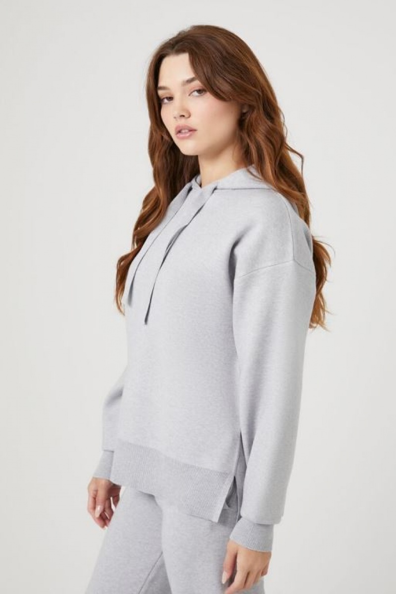 Sudadera con Capucha Forever 21 Drawstring Knit Mujer Gris | C5WdKMBzWur