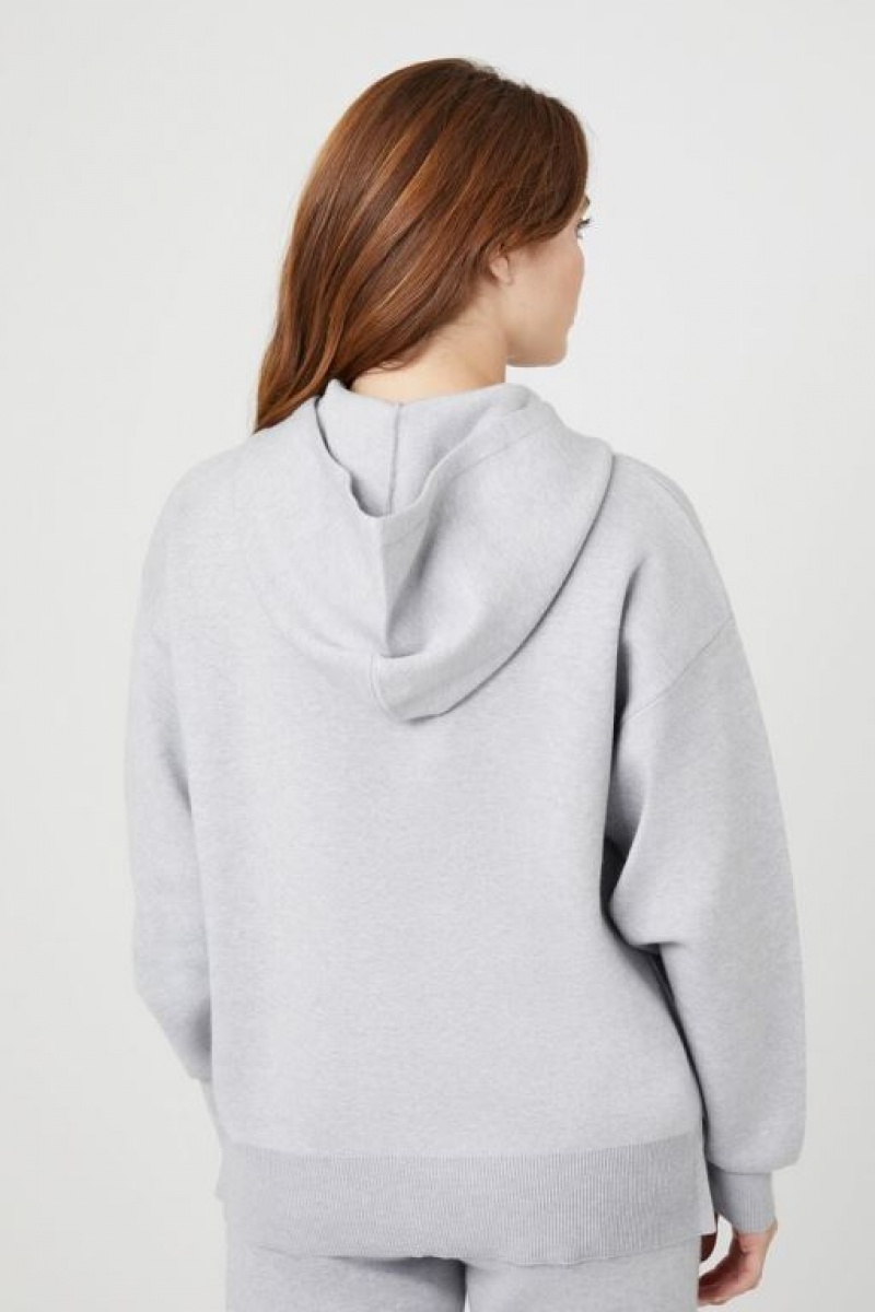 Sudadera con Capucha Forever 21 Drawstring Knit Mujer Gris | C5WdKMBzWur