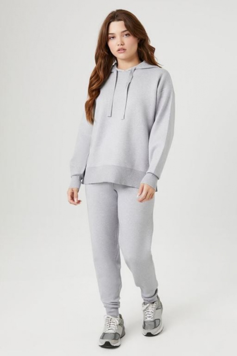 Sudadera con Capucha Forever 21 Drawstring Knit Mujer Gris | C5WdKMBzWur