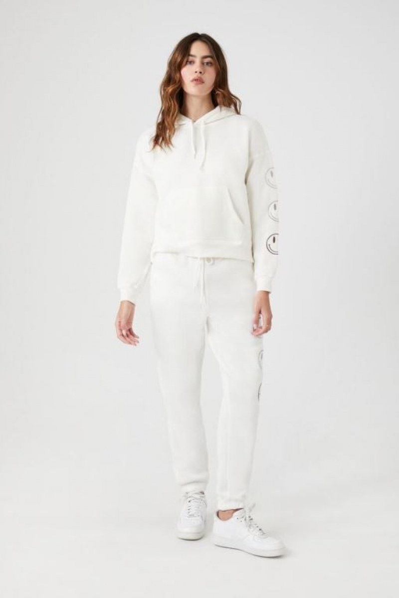 Sudadera con Capucha Forever 21 Embroidered Estampadas Mujer Blancas | mDTNM7dIrCz