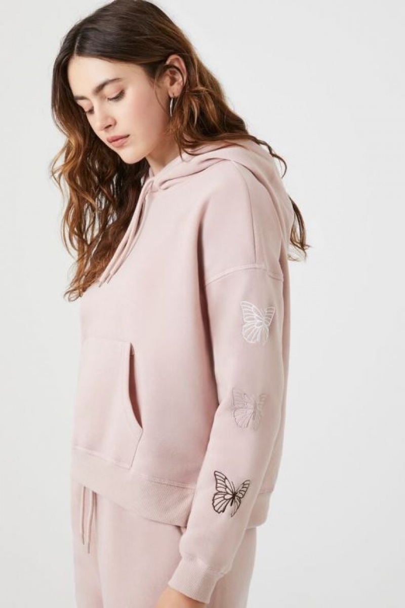 Sudadera con Capucha Forever 21 Embroidered Estampadas Mujer Marrones | MJ6bviEnt0n