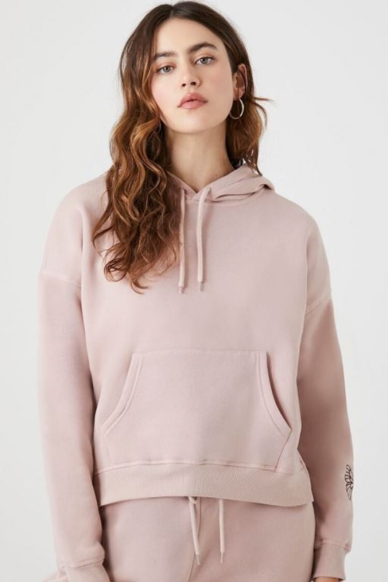 Sudadera con Capucha Forever 21 Embroidered Estampadas Mujer Marrones | MJ6bviEnt0n