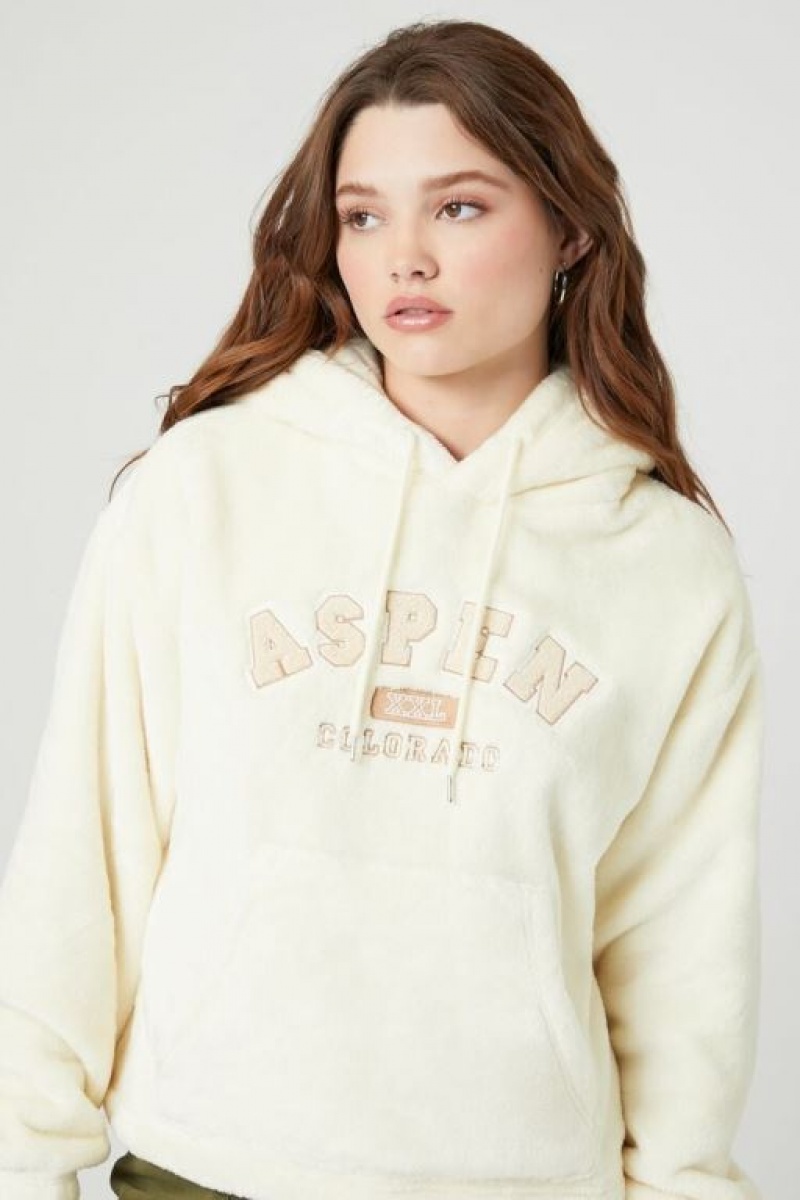 Sudadera con Capucha Forever 21 Faux Fur Aspen Estampadas Mujer Amarillo Multicolor | 2VX1dS29kbr