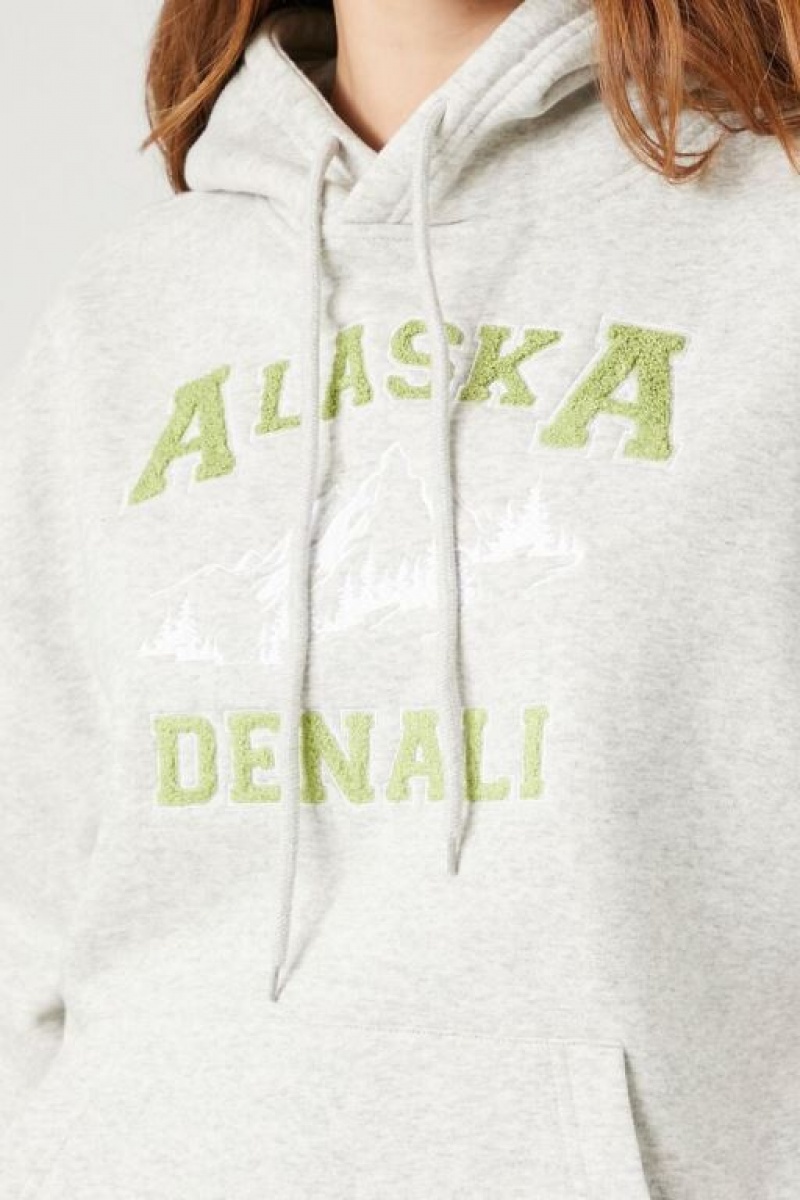 Sudadera con Capucha Forever 21 Fleece Alaska Estampadas Mujer Gris Multicolor | Ja1A4ZyOxXW