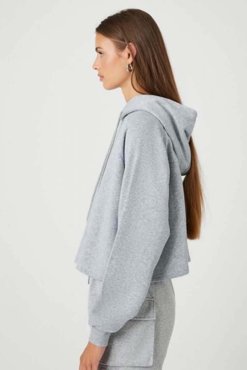 Sudadera con Capucha Forever 21 Fleece Raglan Sleeve Mujer Gris | DaPorQ1AmEd