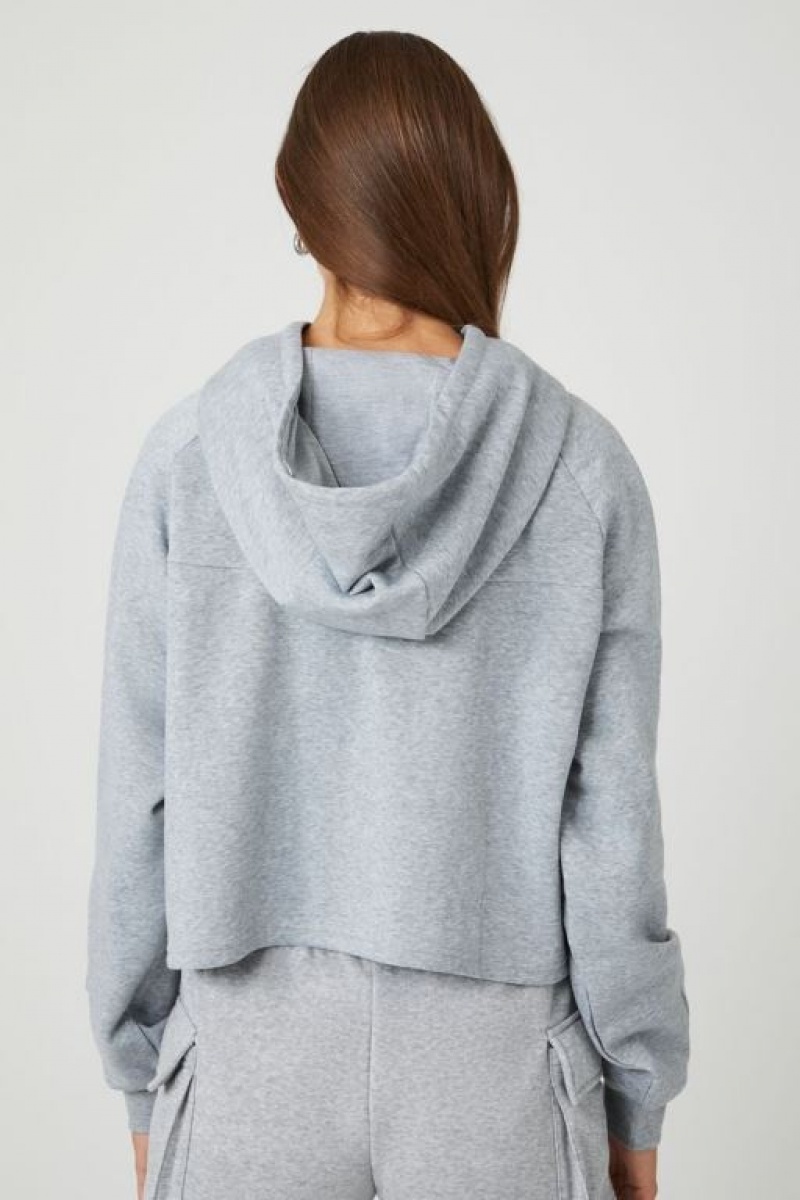 Sudadera con Capucha Forever 21 Fleece Raglan Sleeve Mujer Gris | DaPorQ1AmEd