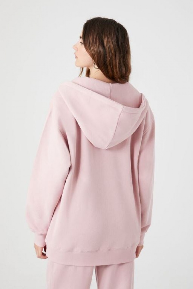 Sudadera con Capucha Forever 21 Fleece Zip Up Mujer Moradas | 8BbwkSyxXqw