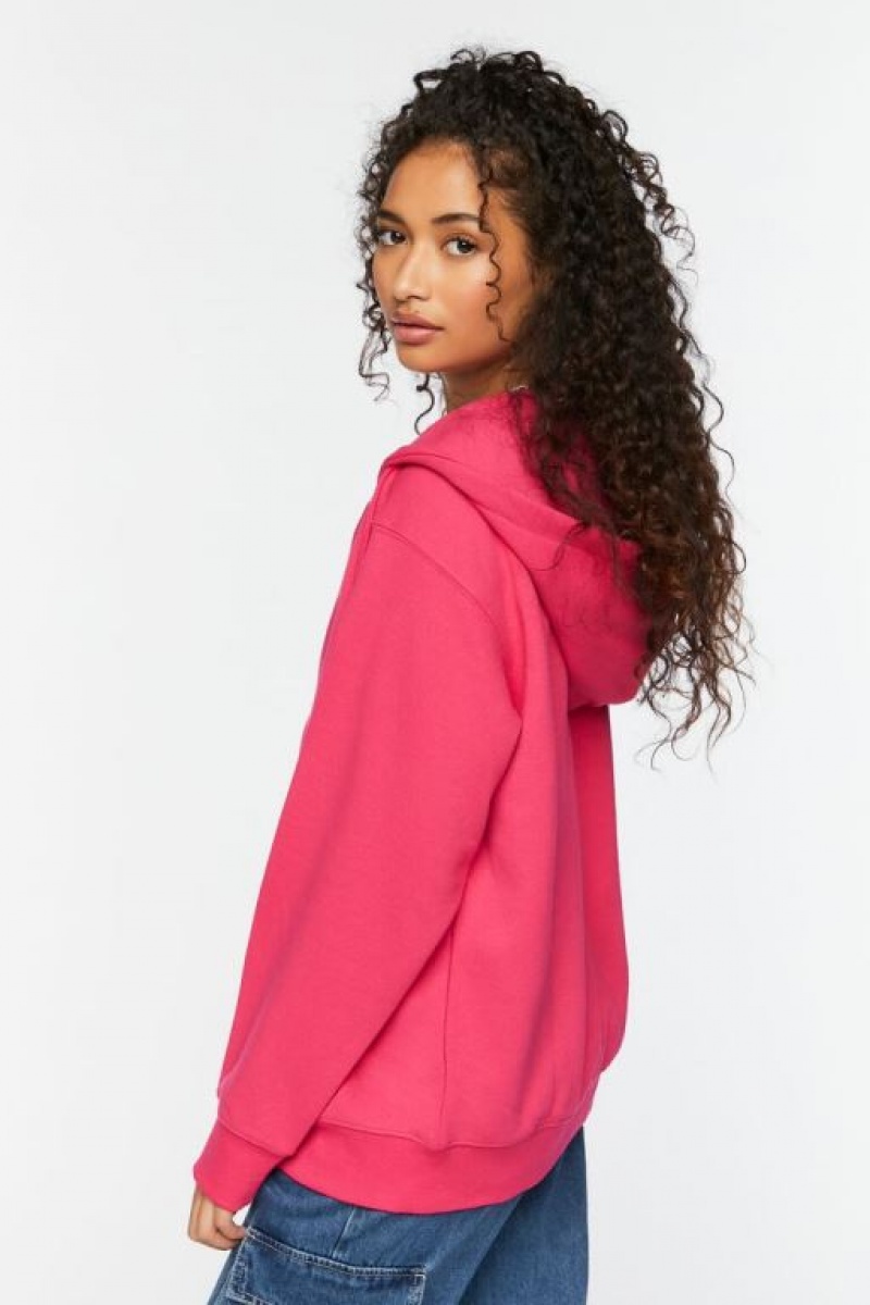 Sudadera con Capucha Forever 21 Fleece Zip Up Mujer Hibiscus | YWe1U2btyTN