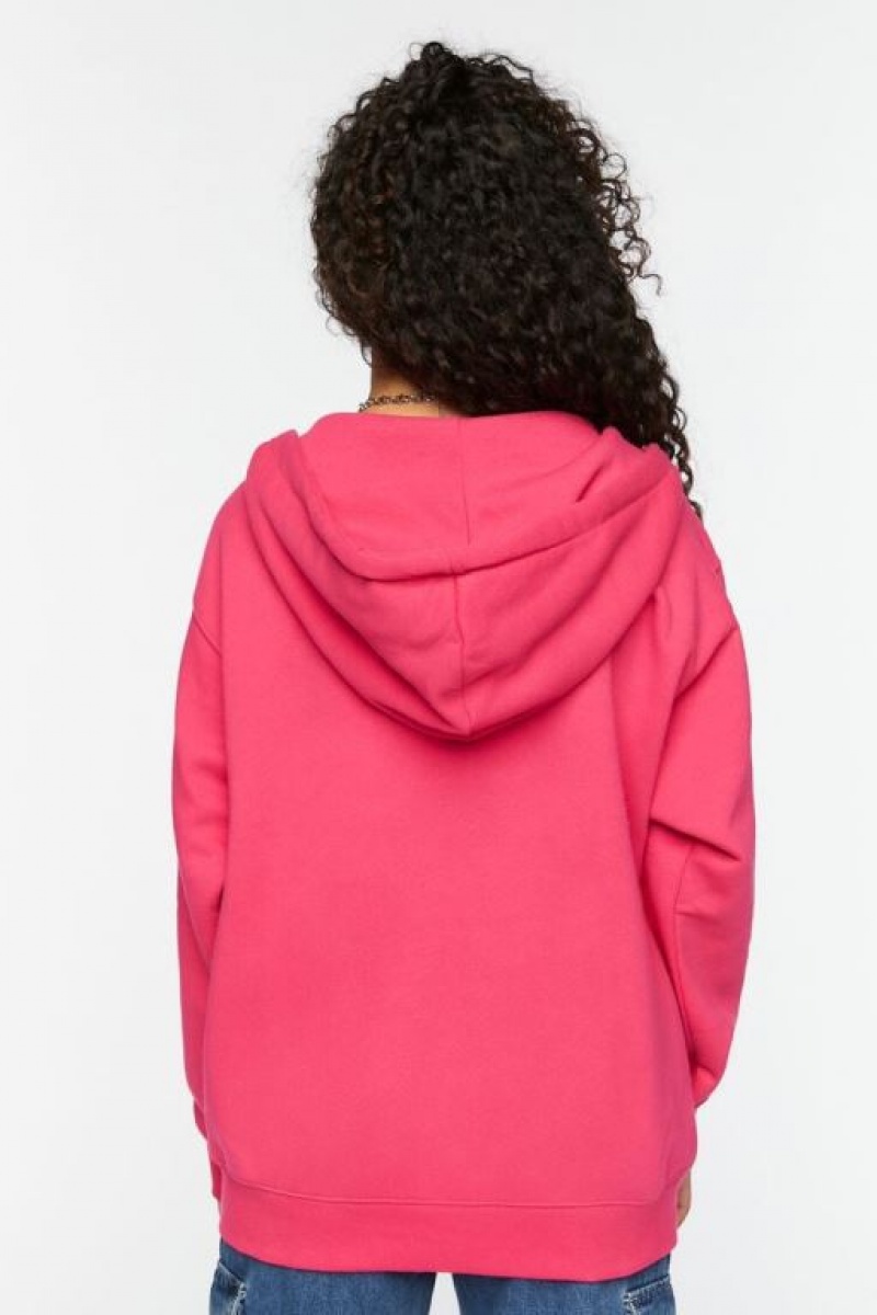 Sudadera con Capucha Forever 21 Fleece Zip Up Mujer Hibiscus | YWe1U2btyTN