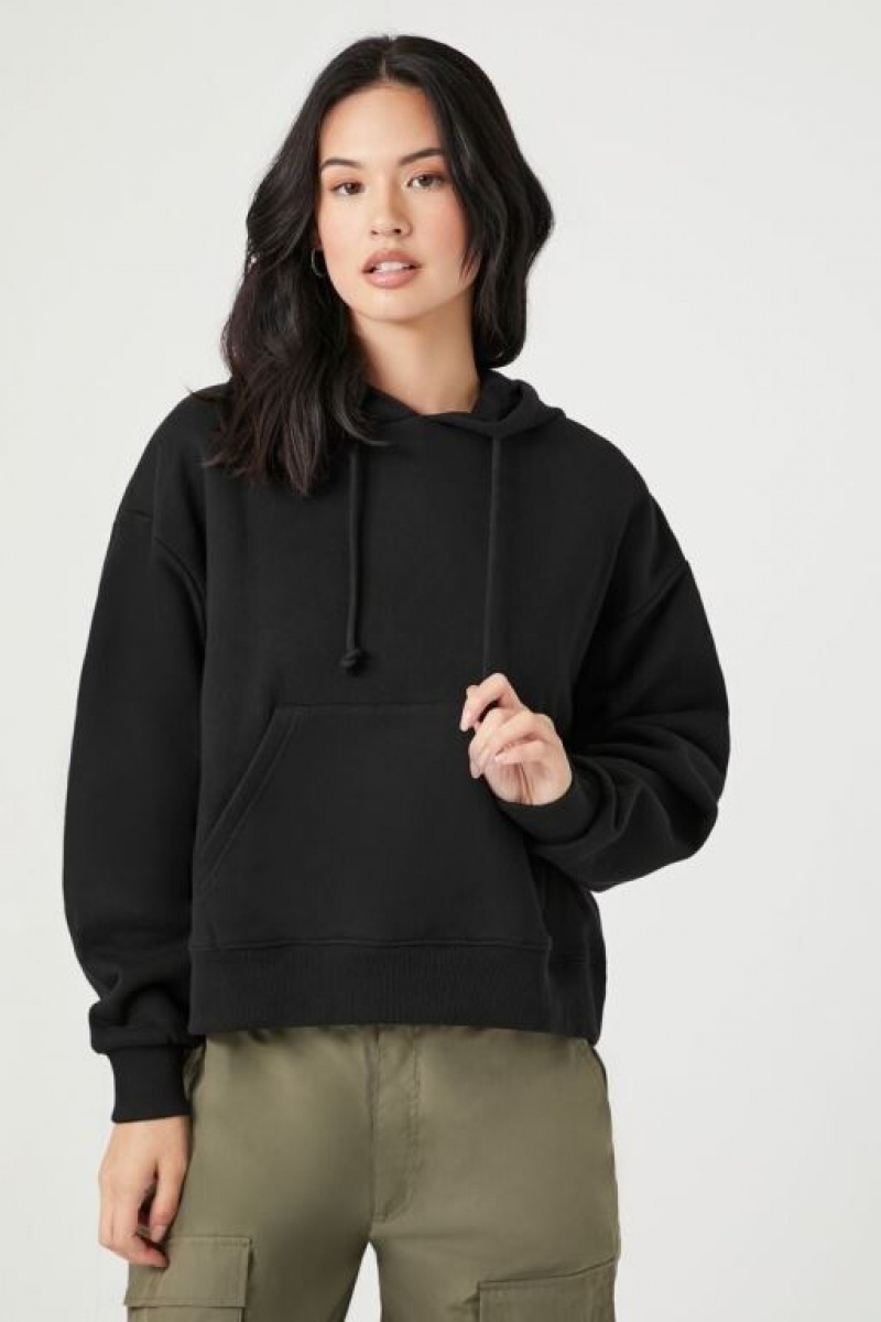 Sudadera con Capucha Forever 21 French Terry Drawstring Mujer Negras | OeSbyYhTF3q