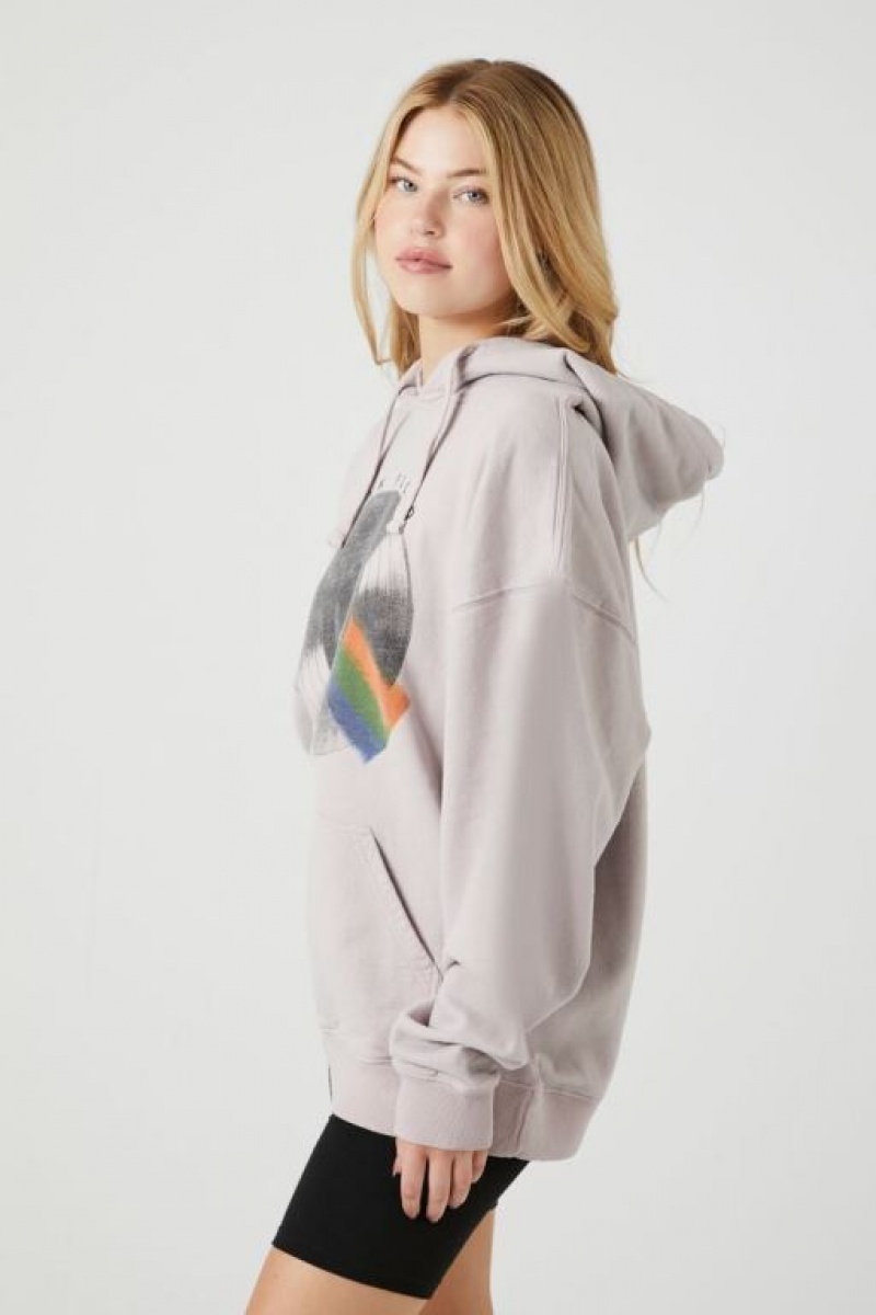 Sudadera con Capucha Forever 21 French Terry Pink Floyd Estampadas Mujer Gris Marrones Multicolor | 9aPNeb2v1a3