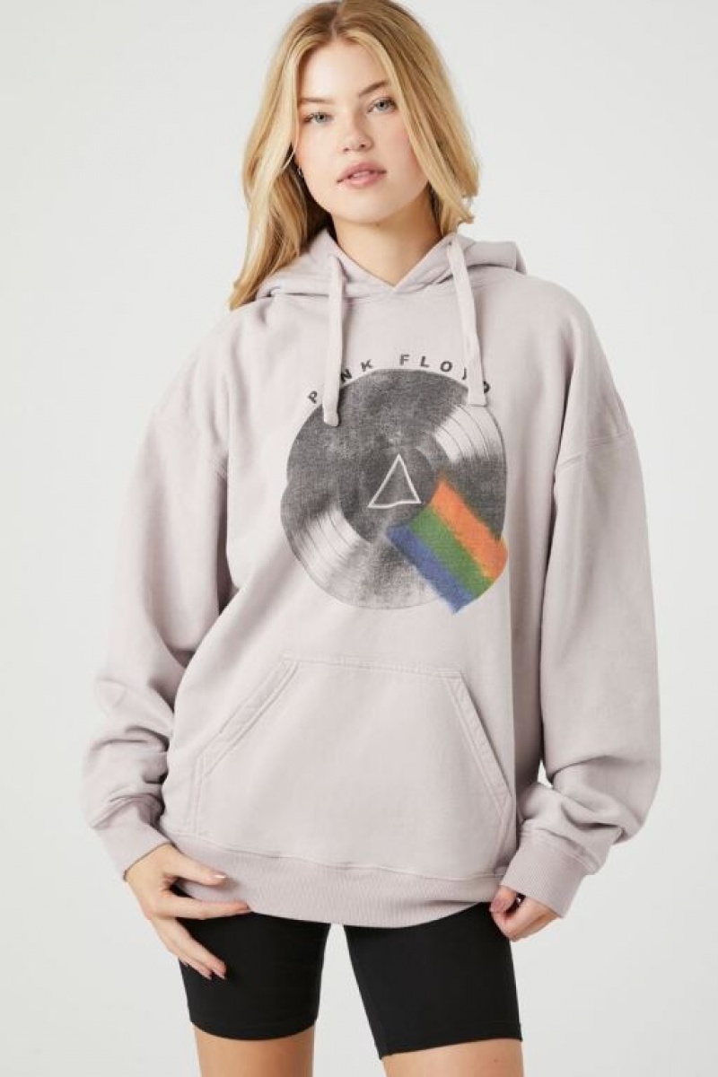 Sudadera con Capucha Forever 21 French Terry Pink Floyd Estampadas Mujer Gris Marrones Multicolor | 9aPNeb2v1a3