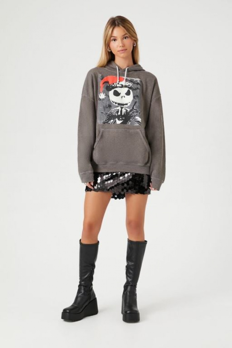 Sudadera con Capucha Forever 21 Jack Skellington Estampadas Fleece Mujer Gris Multicolor | ig15Qz2Qn8H