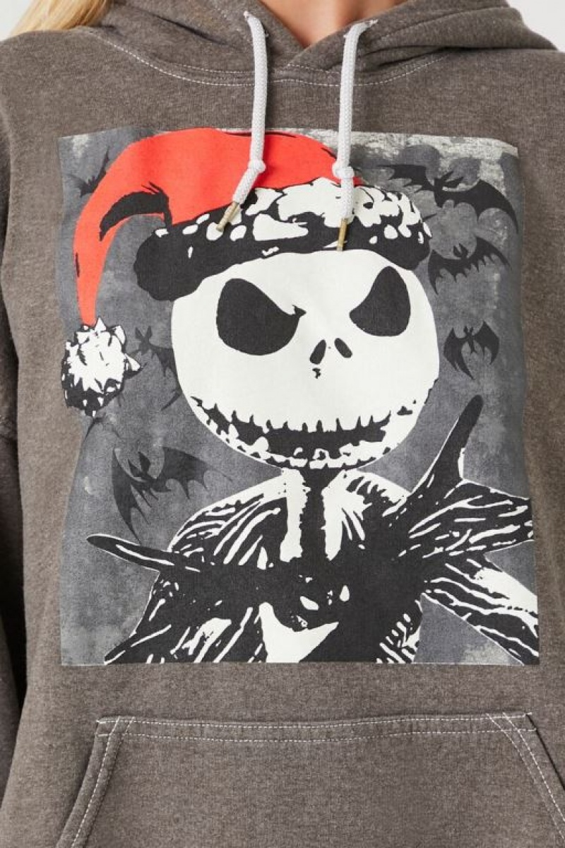 Sudadera con Capucha Forever 21 Jack Skellington Estampadas Fleece Mujer Gris Multicolor | ig15Qz2Qn8H