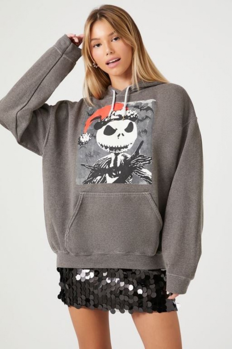 Sudadera con Capucha Forever 21 Jack Skellington Estampadas Fleece Mujer Gris Multicolor | ig15Qz2Qn8H