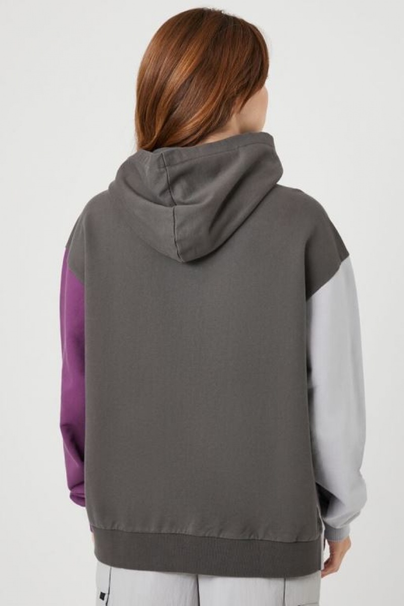 Sudadera con Capucha Forever 21 Los Angeles California Colorblock Mujer Gris Multicolor | 4OPbqVGjOxP