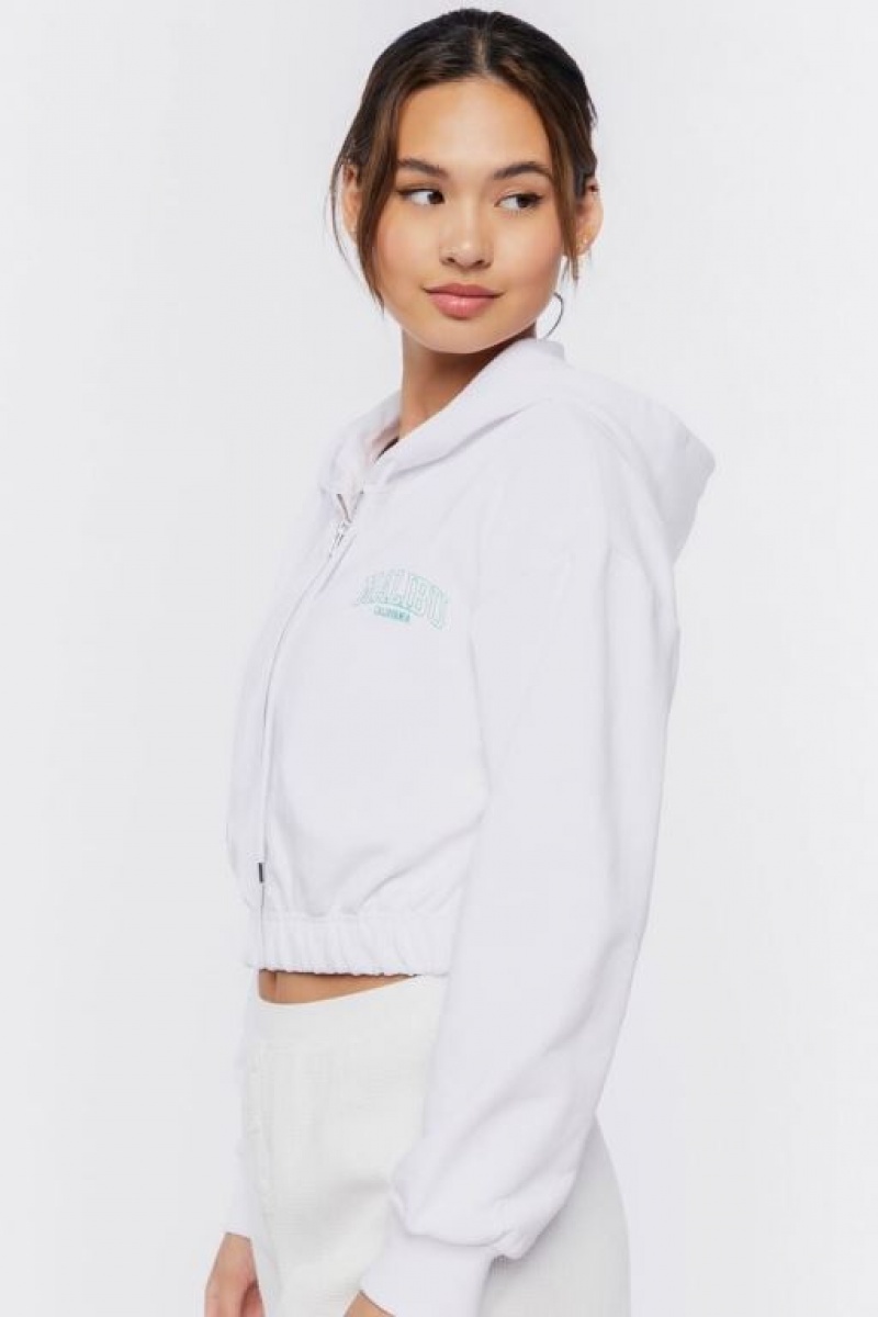 Sudadera con Capucha Forever 21 Malibu Estampadas Zip Up Mujer Blancas Multicolor | SS05plXKsSy