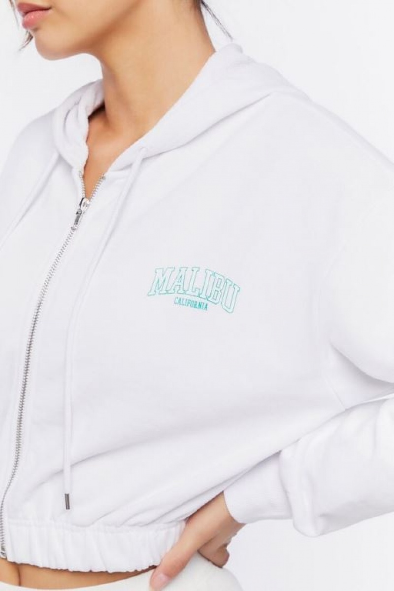 Sudadera con Capucha Forever 21 Malibu Estampadas Zip Up Mujer Blancas Multicolor | SS05plXKsSy