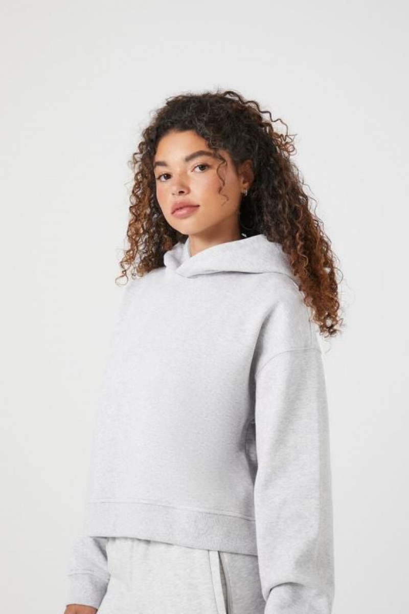 Sudadera con Capucha Forever 21 Organically Grown Cotton Mujer Gris | cJETe2hnWYD