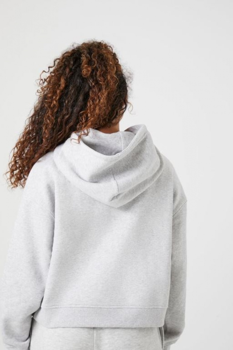 Sudadera con Capucha Forever 21 Organically Grown Cotton Mujer Gris | cJETe2hnWYD