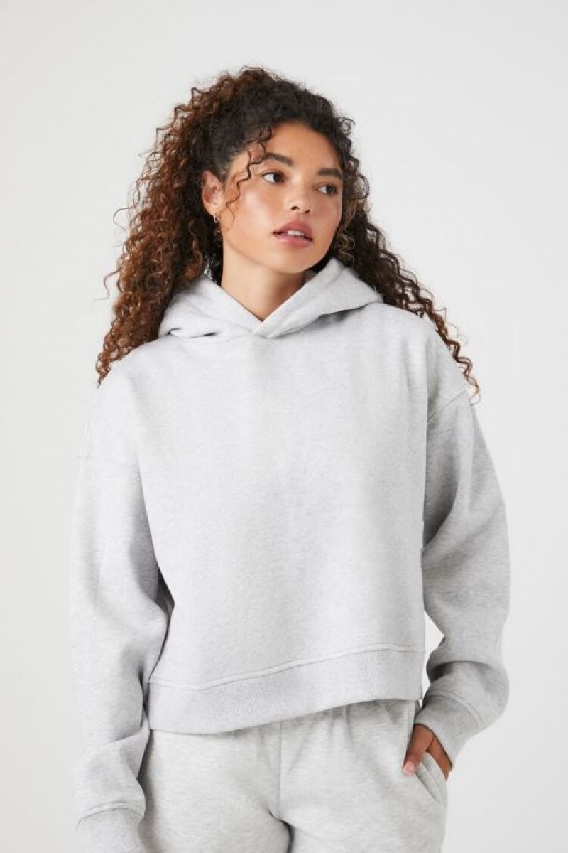 Sudadera con Capucha Forever 21 Organically Grown Cotton Mujer Gris | cJETe2hnWYD