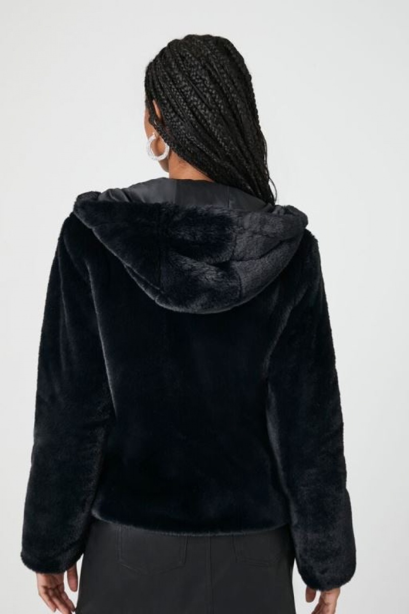 Sudadera con Capucha Forever 21 Plush Faux Fur Zip Up Mujer Negras | ZWmK1mZCsqU