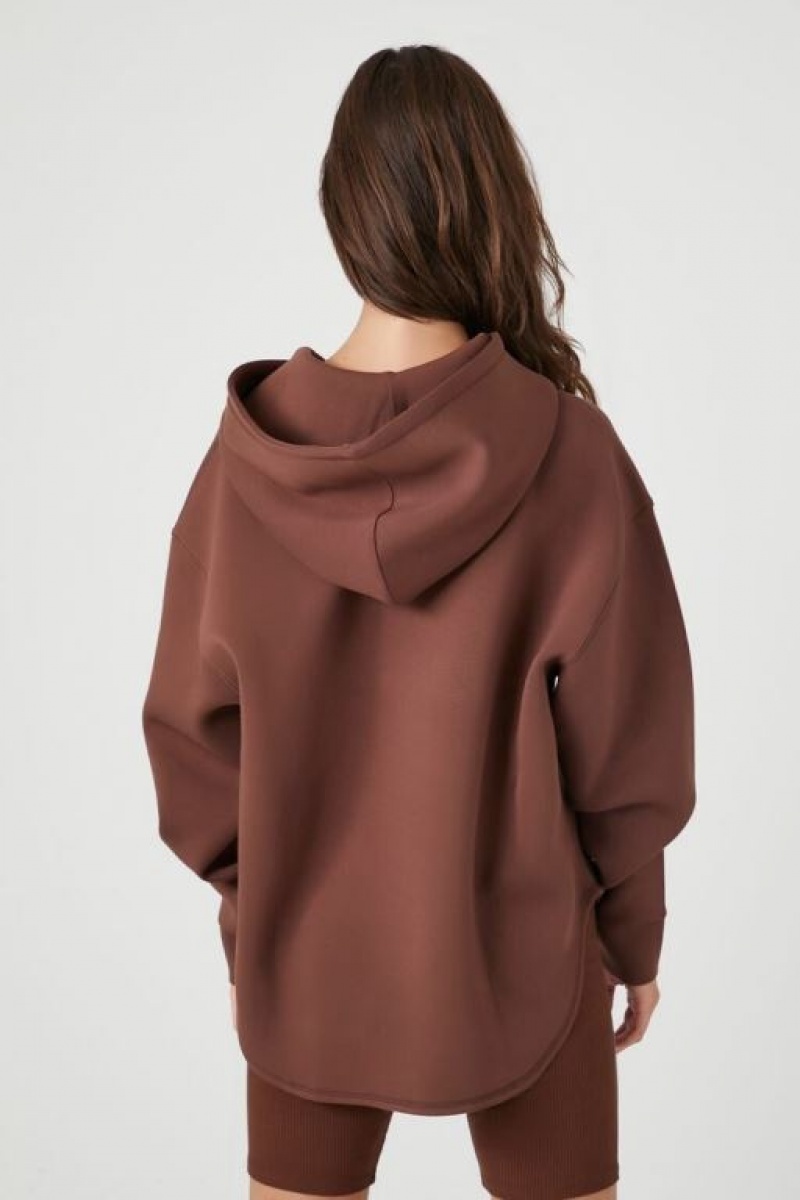 Sudadera con Capucha Forever 21 Scuba Knit Dolphin Hem Mujer Chocolate | WK5R44l4QXb