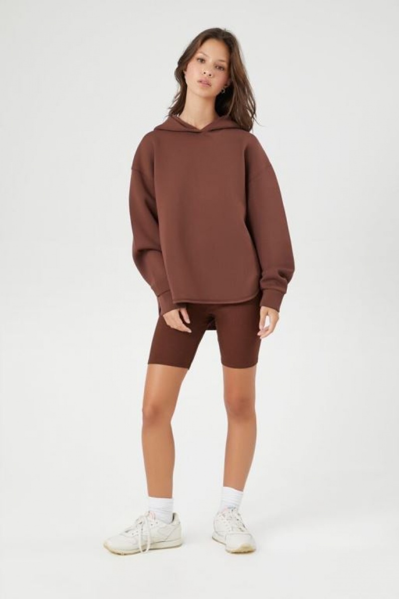 Sudadera con Capucha Forever 21 Scuba Knit Dolphin Hem Mujer Chocolate | WK5R44l4QXb