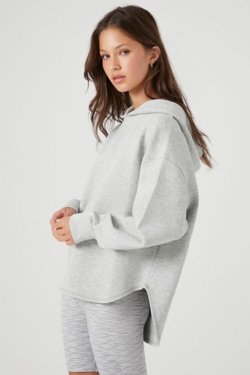 Sudadera con Capucha Forever 21 Scuba Knit Dolphin Hem Mujer Gris | 8DvnqgUbw4y