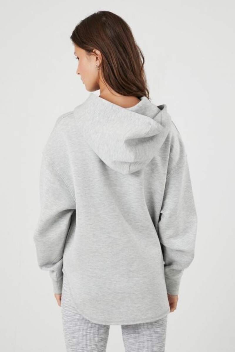 Sudadera con Capucha Forever 21 Scuba Knit Dolphin Hem Mujer Gris | 8DvnqgUbw4y