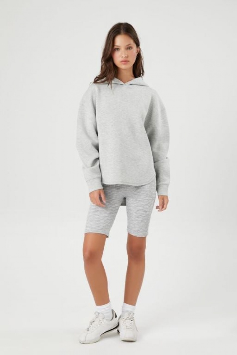 Sudadera con Capucha Forever 21 Scuba Knit Dolphin Hem Mujer Gris | 8DvnqgUbw4y