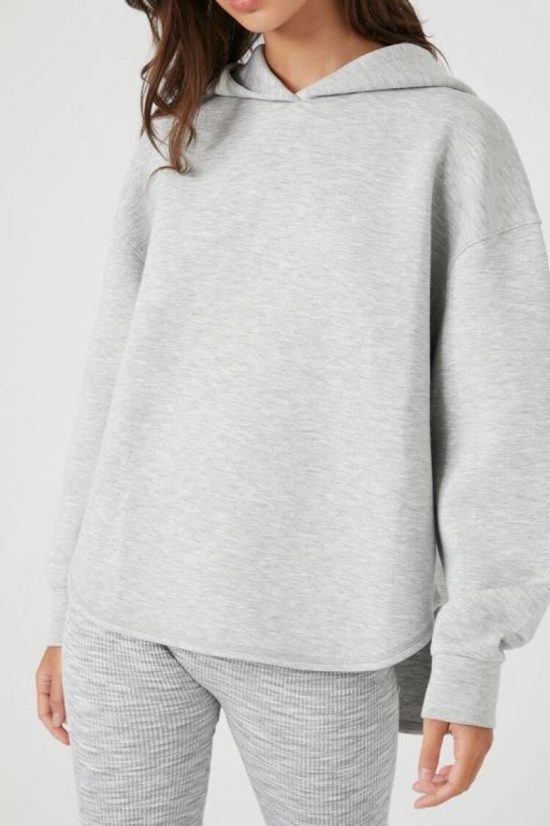 Sudadera con Capucha Forever 21 Scuba Knit Dolphin Hem Mujer Gris | 8DvnqgUbw4y