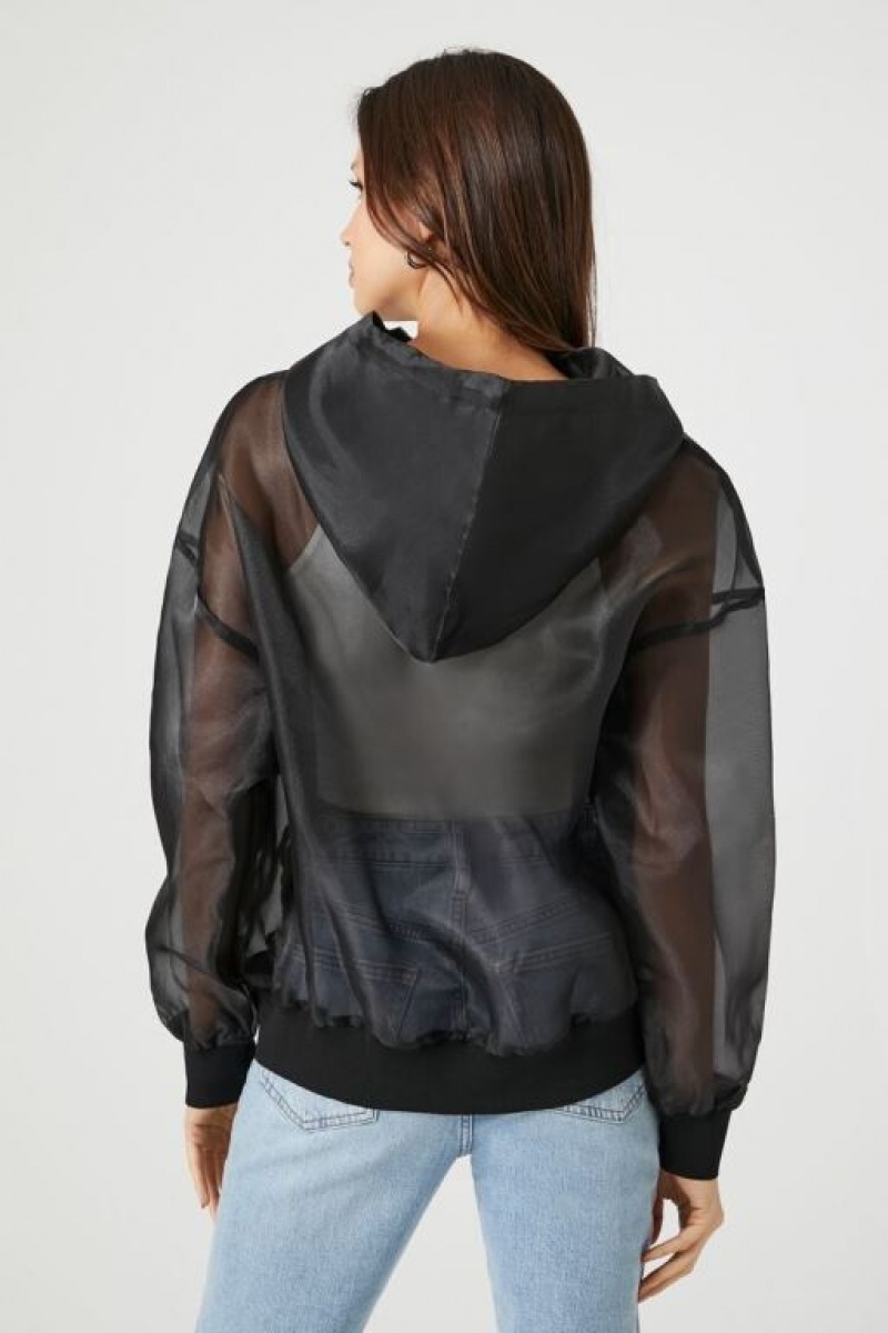 Sudadera con Capucha Forever 21 Sheer Organza Love Mujer Negras | slWXde67yc5