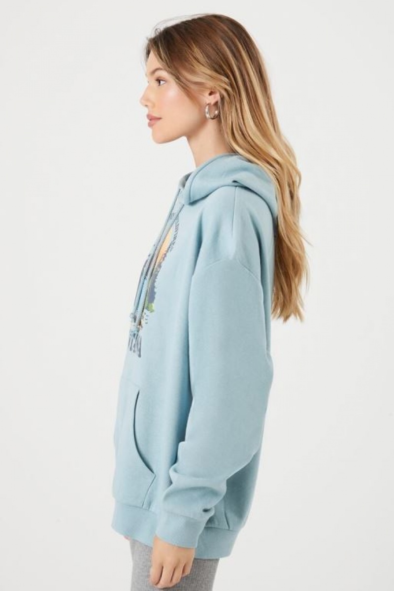 Sudadera con Capucha Forever 21 Smokey Bear Montana Estampadas Mujer Gris Azules Multicolor | g4Tw8m4HU57