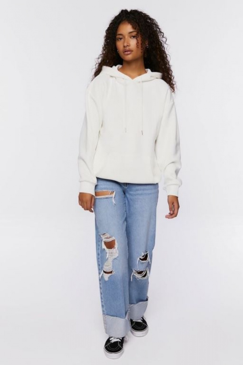 Sudadera con Capucha Forever 21 Studded Flame Cutout Mujer Creme Plateadas | jS3xecKvqHM