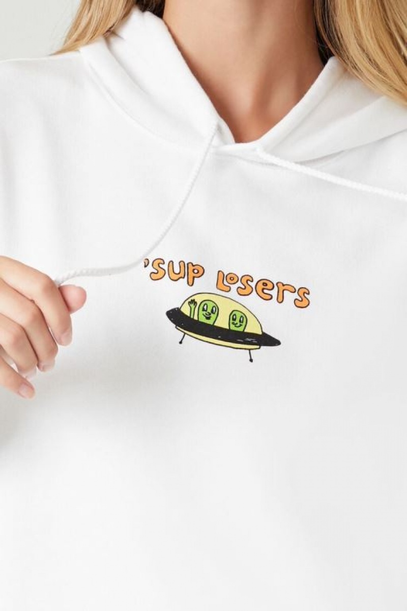 Sudadera con Capucha Forever 21 Sup Losers Alien Estampadas Mujer Blancas Multicolor | O3SpfYSsjYc