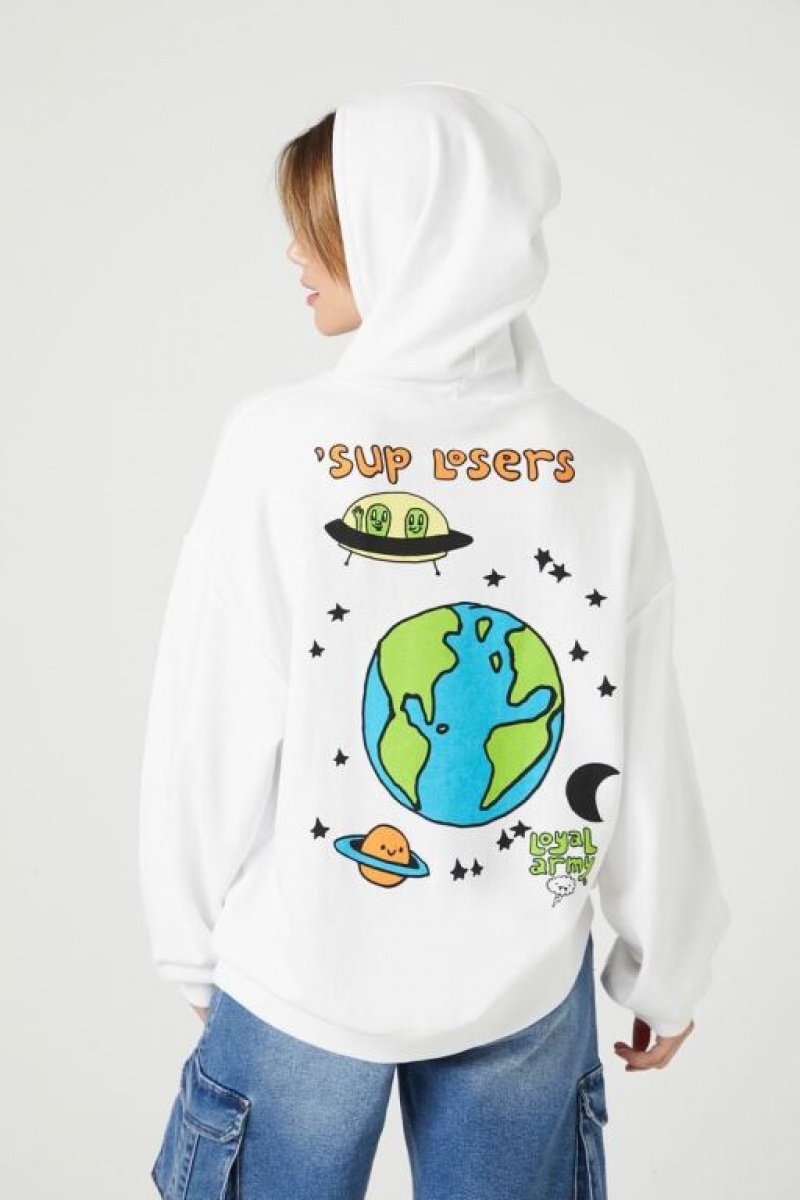 Sudadera con Capucha Forever 21 Sup Losers Alien Estampadas Mujer Blancas Multicolor | O3SpfYSsjYc