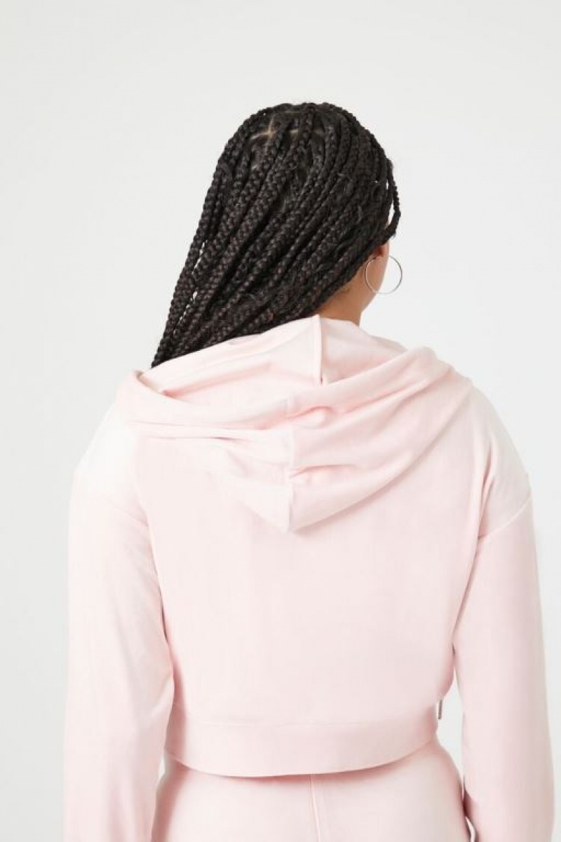 Sudadera con Capucha Forever 21 Velour Zip Up Mujer Princess | 3euoSvVneWq