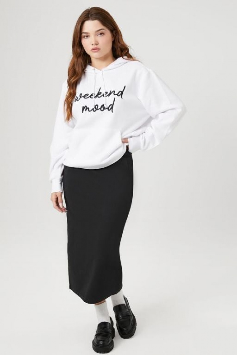 Sudadera con Capucha Forever 21 Weekend Mood Fleece Estampadas Mujer Blancas Multicolor | GOfe8jfmsJO