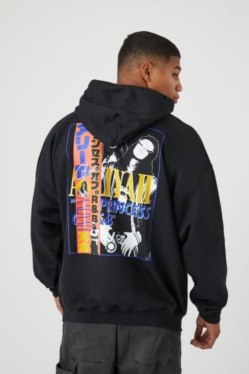 Sudaderas Forever 21 Aaliyah Estampadas Hombre Negras Multicolor | QIpaM9bDhPl